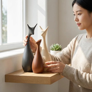 Décoration d'intérieur - Figurines en céramique effet mat Famille de cerfs porte-bonheur - (Ensemble de 3) - Product Image 5