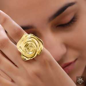 Bague fine PRAO Bague LOVE rose dorée anti-ternissure - Product Image 4