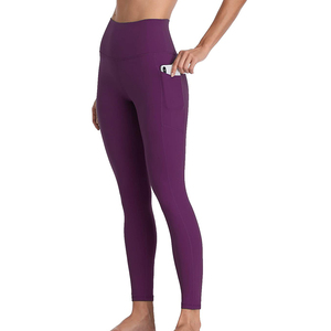 Leggings de malla gruesa de punto para mujer, cómodos, transpirables, lisos, formales, morados, de cintura alta, sin costuras, elásticos para yoga y fitness - Product Image 3