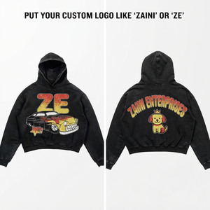 Sudadera con Capucha para Mujer, Lavado Ácido, 420 GSM, Felpa de Algodón Premium, Oversize, Negra, Bordado Personalizado, Serigrafía, Impresión Puff, OEM, ODM - Product Image 1