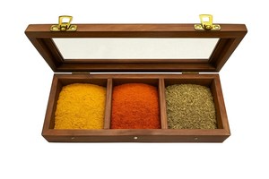 Caja de especias de madera con tapa de vidrio, 3 compartimentos, organizador de almacenamiento de hierbas resistente al polvo para cocina, organizador de especias de madera natural - Product Image 4