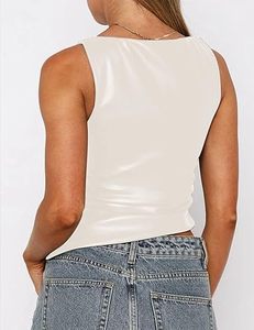 Top Corto de Cuero Premium para Mujer, Chaleco sin Mangas de Cuero Genuino Suave - Product Image 3