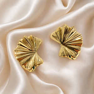 Boucles d'oreilles GPC en laiton plaqué or, serties de griffes, motif feuille, pour femme, géométriques, tendance, cadeau, bijoux fantaisie - Product Image 4