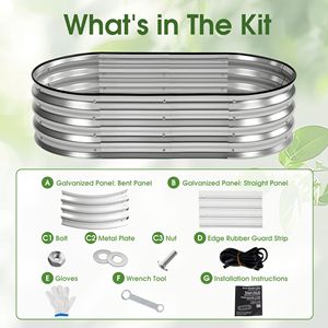 Kit de jardinière surélevée ovale en métal galvanisé pour légumes, fleurs et herbes avec bordure en caoutchouc sécurisée - Product Image 5