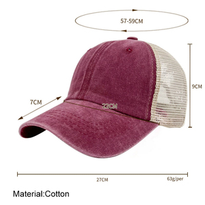 Distressed Trucker Cap Wholesale Mesh <b>Hats</b> Custom Logo Hip Hop Fashion Summer Outdoor Sports Washed Cloth Baseball Cap - Product Image 3