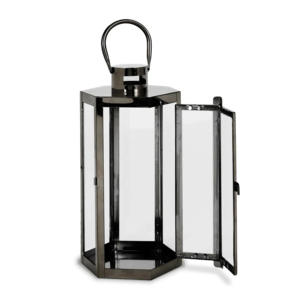 Modern <b>Black</b> Metal <b>Lantern</b> Rectangular Glass Panels Durable Home Decoration Candle Holder - Product Image 3