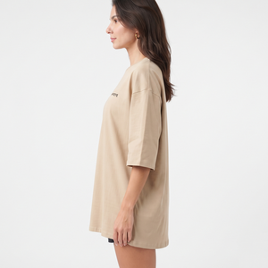 Breathable Women's Oversized Cotton Crew Neck Tee Longline Three Quarter Sleeve Relaxed Fit Custom Logo T Shirt - Product Image 3