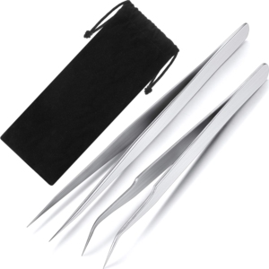 Pinzas de Extensión de Pestañas con Punta de Fibra en Forma de L de 45 y 90 Grados, Marca Harbor Industry, Pinzas para Extensión de Pestañas de Volumen - Product Image 1