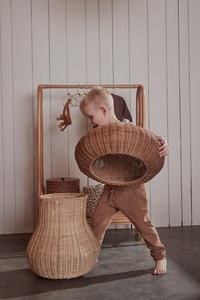 Handmade mushroom-shaped woven <b>storage</b> basket with <b>lid</b> | Toy and clothing <b>storage</b> basket for children's rooms and home decor. - Product Image 3