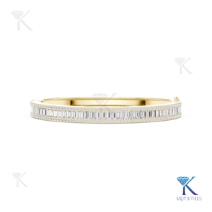Luxury Lab Grown Diamond Statement <b>Bangle</b> Baguette 14K 18K <b>Solid</b> <b>Gold</b> Fine Women Jewelry Manufacturer Wholesale Supplier - Product Image 6