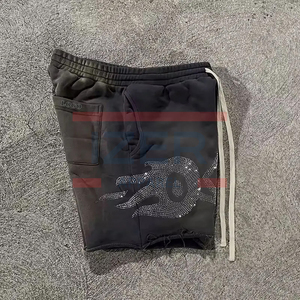 Pantalones cortos de felpa francesa personalizados de alta calidad para hombre, ajuste de gran tamaño de Color sólido con dobladillo crudo y pantalones cortos de chándal cómodos de pierna ancha - Product Image 4