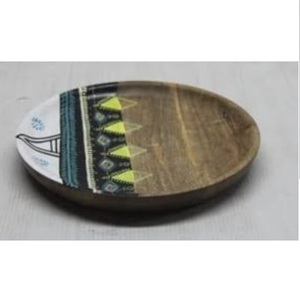Custom Made Decorative Serving Plate Elegant Design Wooden Fruit Bowl <b>Sticker</b> Natural Mango Wood Round Plate - Product Image 2