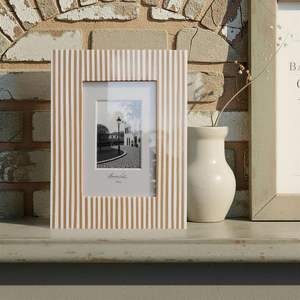Creative Co-Op Resin Striped Photo <b>Frame</b>, White & Caramel - Product Image 2