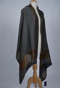 Estola Reversible de Lana Fina de Cachemira para Mujer con Borde Zari, Suave y Ligera, Chal de Diseño en Diferentes Colores, Moda de Lujo - Product Image 4