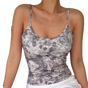 Grey Woodland Print Cami <b>Top</b> for Women’s Fashion Retailers Crop <b>Top</b> Slim Fit Soft Cotton Blend Streetwear Style women's shirt - Product Image 3