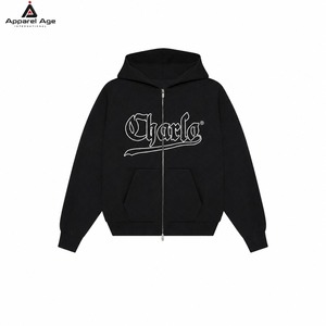 Ensemble survêtement homme personnalisé avec logo, 100% coton 450 g/m², comprenant un sweat à capuche zippé ample et court et un pantalon de survêtement coupe décontractée - Product Image 5