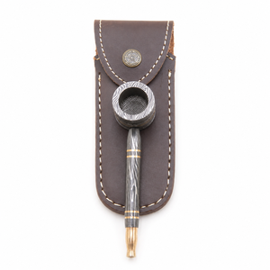 Jexmoo Pipa de Fumar Recta Reutilizable de Acero de Damasco de Lujo Hecha a Mano con Funda de Cuero, Regalo para Papá, Esposo, Novio - Product Image 2