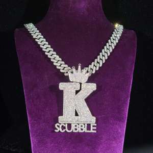 Custom Letter Crown Moissanite Pendant Necklace Silver Plated <b>Iced</b> <b>Out</b> <b>Chain</b> Jewelry for Men Party Wear - Product Image 1