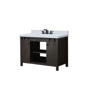 48 pulgadas Tocador de baño marrón ancho con 22 pulgadas Juego de grifo de encimera de cuarzo blanco de profundidad 48 pulgadas W X 22 pulgadas. D - Product Image 6