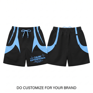 Premium 110 GSM Performance Knitted Windbreaker Training <b>Shorts</b> Black Blue Side Panels Polyester/<b>Nylon</b> Drawstring Closure Mid - Product Image 1