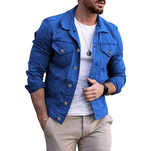 Veste en jean bleu foncé la plus vendue, grande taille, vente en gros, veste en jean pour homme, manches longues, style classique vintage, veste en jean de motard - Product Image 1