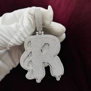 Colgante de Letra Personalizado de 33 Pulgadas con Moissanita VVS, Chapado en Oro Blanco, Estilo Hip Hop, Regalo - Product Image 1