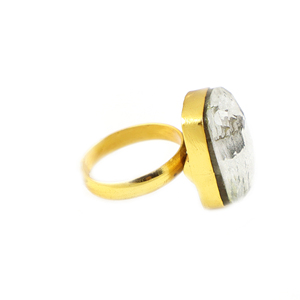 Unique Design Silver Foil Doublet <b>Labradorite</b> Fancy Shape 22K Gold Plated <b>Ring</b> Brass Jewellery For Women <b>Rings</b> Wholesale Bulk - Product Image 2