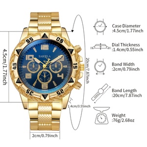 2pcs/set Men's Stylish Round Gold Casual Quartz <b>Watch</b> With Bracelet Set - Product Image 6