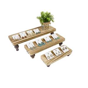Expositor de Joyería de Madera Rústico para Mesa, Organizador de Accesorios para Pendientes - Product Image 1