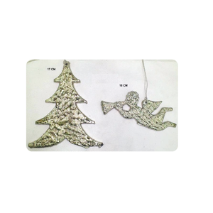 Ensemble de décorations de Noël suspendues en métal argenté texturé, faites à la main, écologiques, plusieurs tailles, avec rubans pour les fêtes - Product Image 6