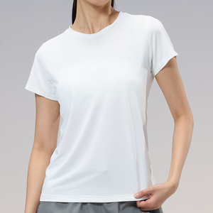 Camiseta Deportiva Ecológica de Manga Corta con Cuello Redondo y Estampado a Cuadros para Mujer, 100% Algodón, Secado Rápido, para Verano, Gimnasio y Deportes - Product Image 2