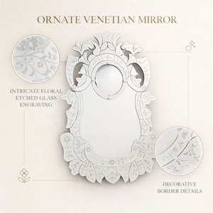 Espejo de Pared Estilo Veneciano de Lujo |   Espejo Decorativo de Estilo Barroco Vintage |   Elegante Espejo de Vidrio para Decoración de Pared de Sala de Estar - Product Image 4