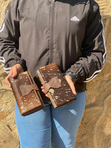 กระเป๋าสตางค์หนังแบบมีซิปสำหรับผู้หญิงกระเป๋าสตางค์แบบซ่อนทำด้วยมือแท้แบบใหม่กระเป๋าสตางค์หนังแบบพับสองชั้นกระเป๋าสตางค์ขนสัตว์โลหะแท้ - Product Image 6