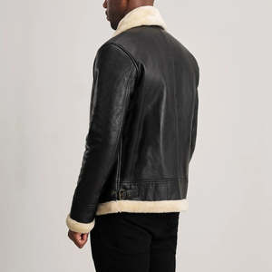 Blouson Bomber Trucker Noir en Cuir pour Homme – Hiver Décontracté, Respirant, Coupe-Vent, Col Montant, Fermeture Éclair, Doublure Polyester - Product Image 4