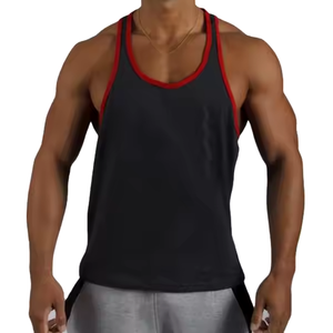 Débardeurs de sport pour hommes 100% coton, coupe ajustée, unis, avec logo personnalisé, à découpes, prix usine - Product Image 1