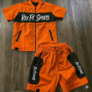 Ensemble coupe-vent deux pièces pour homme, veste zippée en nylon et polyester, short, streetwear, tracksuit pour homme - Product Image 1