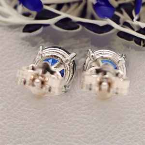 Pendientes de Zafiro Azul, Plata de Ley 925, Chapados en Oro de 14K, Rodio, Hechos a Mano, Regalo de Aniversario de Alta Calidad para Mujer, Venta al por Mayor - Product Image 4
