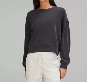 Wholesale Long Sleeve Crewneck Crop Top Casual Solid Cropped Pullover Design Long Sleeve Multi Color Breathable Women Sweatshirt - Product Image 4