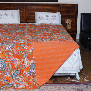 Colcha Kantha Hecha a Mano, de Algodón, Bordada, con Parches, Reversible, con Estampado Paisley, para el Hogar, la Playa y Hoteles - Product Image 4