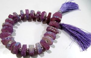Cuentas de Cuarzo Solar Morado de Diseño, 15-20mm, Hilo de 8 Pulgadas, Piedras Místicas de Tierra para la Creación de Joyas - Product Image 2