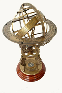 Globe terrestre antique en laiton avec base armillaire et boussole, décoration d'intérieur - Product Image 2