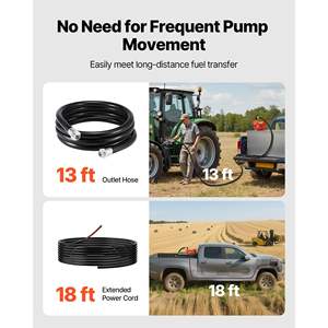 12V DC <b>Fuel</b> <b>Transfer</b> <b>Pump</b> 20 GPM Manual Nozzle Discharge Diesel Gasoline Extractor Suction Pipe Biodiesel <b>Pumps</b> - Product Image 5