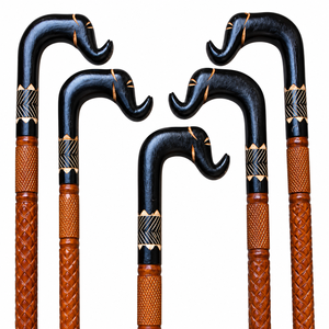 Canne de marche en bois avec poignée en forme d'éléphant |   Bâton de marche sculpté à la main pour personnes âgées, mobilité, randonnée, voyage, soutien quotidien en extérieur - Product Image 1