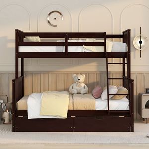 Espresso Twin Over Full Bunk Bed with Ladders and Two <b>Storage</b> <b>Drawers</b> Kids' Furniture (<b>Old</b> SKU LT000165AAP) - Product Image 2
