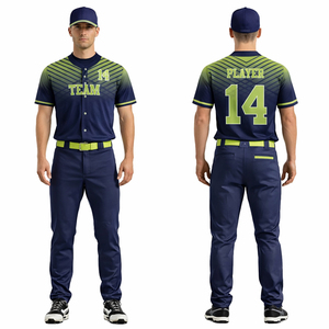 Ensemble Maillot et Pantalon de Baseball Personnalisé Bleu Marine Dégradé Néon – Tenue d'Équipe par Sublimation Respirante – Kit Sportif OEM Vente en Gros - Product Image 1