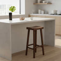 Tabouret de bar haut décoratif moderne en bois de caoutchouc rond pour salon et mobilier de maison