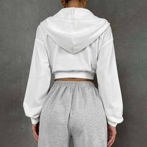 Nouveauté 2026 – Sweat à capuche personnalisé en coton respirant avec logo frontal pour femme, manches longues, coupe décontractée, style crop top - Product Image 2