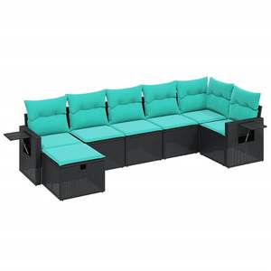 Grand ensemble de canapés de jardin modulaires en polyrotin noir, meubles d'extérieur modulaires élégants - Product Image 2