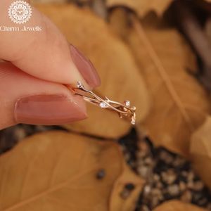 Charm_Jewells Rose Gold Moissanite <b>Ring</b> Plant Design Prong Setting Classic Romantic Women's Engagement IGI Certified - Product Image 3