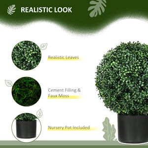 2 Pack 20.5\" Boxwood Topiary <b>Trees</b> with Pots Indoor/Outdoor Decorative Faux Plants 20.5\" <b>Artificial</b> <b>Trees</b> - Product Image 5